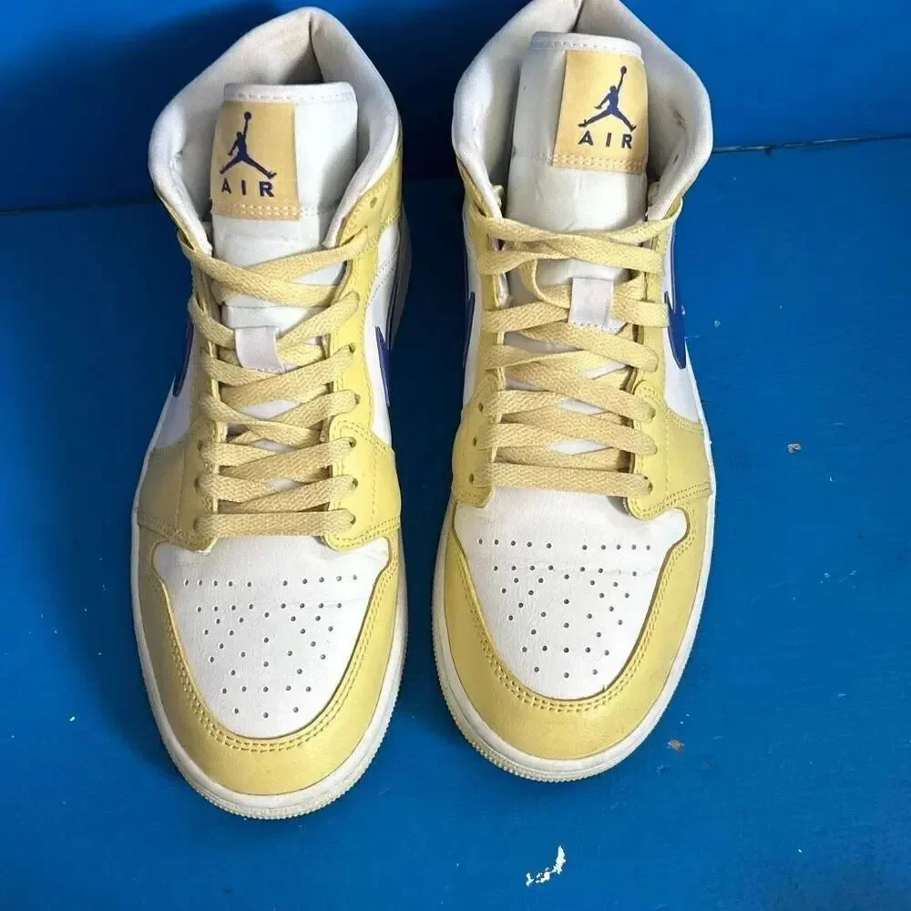 Nike Air Jordan 1 Mid Lemon Wash Lapis White BQ6472-701 Women's Size 9.5